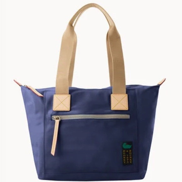 Dooney & Bourke Blue and Tan Tote with Durable Fabric - Picture 1 of 6